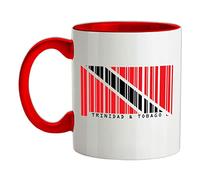 Trinidad and Tobago Barcode Style Flag - 11oz - Ceramic Two-Tone Mug for Coffee/Tea - Red/White - One Size