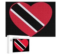 Trinidad And Tobago Flag Heart Puzzles Customized Challenging Gifts for Adults 300/500/1000 Piece