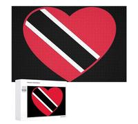 Trinidad And Tobago Flag Heart Puzzles Customized Challenging Gifts for Adults 300/500/1000 Piece