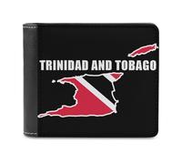 Trinidad and Tobago Flag Map Men's Leather Wallet Bifold Purse Card Holder Slim Money Clip Single-Sided Print