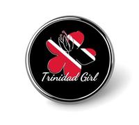Trinidad And Tobago Woman Flag Round Brooch Pin Badge Lapel Tie Pin for Women Men Office Worker Teacher Decor