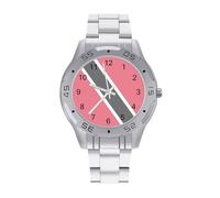 Trinidad Flag Men's Wrist Watches Stainless Steel Strap Business Quartz Watch for Daily Wear