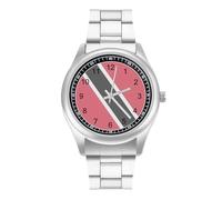 Trinidad Flag Men's Wrist Watches Stainless Steel Strap Minimalist Business Quartz Watch for Daily Wear