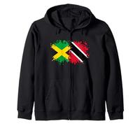 Trinidad & Jamaica Together, Half Trini, Half Jamaican Zip Hoodie