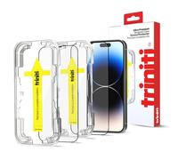 TRINITI 2-Pack, Full Coverage Screen Protector with Easy Install Kit designed for iPhone 14 Pro 6.1-Inch, Anti Scratch, Impact Protection, 9H Hardness, Case-Friendly, HD Clear