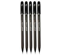 Trinity Ballpoint Pens, BLACK, Fine Point (0.6mm), Pack of 5, Smooth Ball Pens, Triangular Grip, Ideal for School Office Home Use, iZOFAX Black Ball Pen