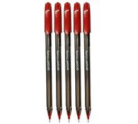 Trinity Ballpoint Pens, RED, Fine Point (0.6mm), Pack of 5, Smooth Ball Pens, Triangular Grip, Ideal for School Office Home Use, iZOFAX Black Ball Pen