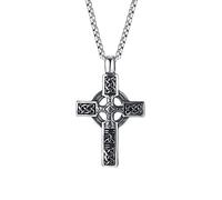 Trinity Celtic Cross Necklace - Stainless Steel Triquetra Knot Irish Pendant - Jesus Crucifix Cross