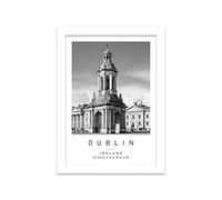 Trinity College Travel Print Dublin Wall art Black and white Poster A5 Print in White frame 21 X 24.5cm (7x9.6inch)