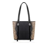 Trinity Ranch Tote Bag Western Handbag for Women Floral Tooled Concho Collection, Black, One Size
