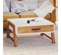 Trinity Reclaimed Wood & White Square Coffee Table - 1 Drawer