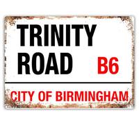 Trinity Road Street Sign - Metal Wall Sign Plaque (Medium - Sticky Pads)