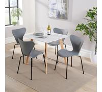 Trinity Table and 4 Penny Chairs Dining Set White Top Wooden Legs Home Source Grey One Size