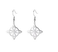 Trinity Witch Knot Moon Drop Dangle Earrings for Women Celtic Triskeles Flower Jewelry