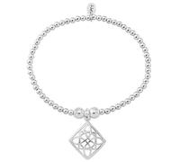 TRINK Brand Celtic Square Sterling Silver Beaded Charm Bracelet