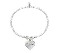 TRINK Brand Friend Sterling Silver Beaded Heart Charm Bracelet