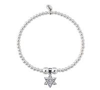 Trink Brand Snowflake Crystal Star Sterling Silver Beaded Charm Bracelet