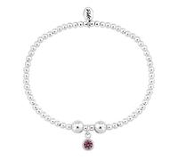 TRINK Brand Sterling Silver Beaded Birthstone Bracelet for July Ruby CZ