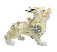 Trinket Box for Studs and Small Accessories Metal Hinged Jewelry Storage, Decorative Figurine Box for Vanity Dresser Tabletop Display Figurine Trinket Jewel Earring Organizer Small Accessory Case