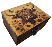 Trinket Box Small Jewelry Keepsake Box | Earrings Necklace Storage Box for Girls Women | Gift Idea Valentine's Day, Birthday Christmas, Weddings, Animals Ornaments for Home Décor (Highland Cow)