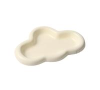 Trinket Dish 2pcs Jewelry Dish Ceramics Multipurpose Cloud Tray Watch Keys Plate Organizer for Bedside Table(Matte Yellow)