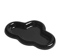 Trinket Dish 2pcs Jewelry Dish Ceramics Multipurpose Cloud Tray Watch Keys Plate Organizer for Bedside Table(Black)