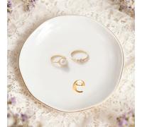 Trinket Dish Gifts for Women, Ceramic Jewelry Dish, Small Ring Dish, Birthday New Home Wedding Christmas Friend Gifts for Her, Jewellery Tray, Room Decor (Tray-E)