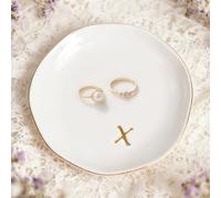 Trinket Dish Gifts for Women, Ceramic Jewelry Dish, Small Ring Dish, Birthday New Home Wedding Christmas Friend Gifts for Her, Jewellery Tray, Room Decor (Tray-X)