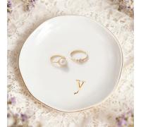 Trinket Dish Gifts for Women, Ceramic Jewelry Dish, Small Ring Dish, Birthday New Home Wedding Christmas Friend Gifts for Her, Jewellery Tray, Room Decor (Tray-Y)