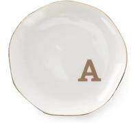 Trinket Dish Initials Ring Dish Jewery Tray With A-Z Monogrammed Wedding Engagement For Women Friends Sister,Ceramic White(O)