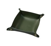 Trinket Dish Leather Folding Plate Storage Basket Jewelry Tray Display for Storage(Green)