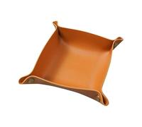 Trinket Dish Leather Folding Plate Storage Basket Jewelry Tray Display For Storing Jewelry(Orange)