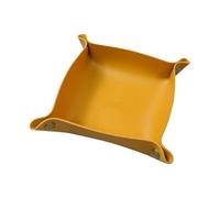Trinket Dish Leather Folding Plate Storage Basket Jewelry Tray Display For Storing Jewelry(Yellow)
