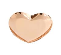 Trinket Dish Stainless Steel Heart Shape Decorative Tray Jewelry Dish Cosmetic Lipstick Organizer Plates Platter Small Storage(Rose Gold)