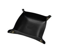 Trinket Dish Trinket Dish Leather Folding Plate Storage Basket Jewelry Tray Display(Black)