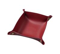 Trinket Dish Trinket Dish Leather Folding Plate Storage Basket Jewelry Tray Display(Wine red)