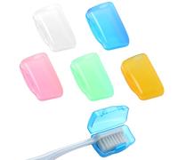 Trinkrittey 5 Pcs Portable Toothbrush Head Covers Toothbrush Protector Case Brush Pod Case Protective Plastic Clip for Household Travel, Camping, Bathroom, School, Business- Multiple Colors