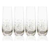 Trinkware Goldosa Stemless Champagne Flute Glasses with Gold Luster - Mimosa Glasses Set of 4 - 9oz