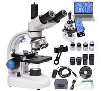 Trinocular Microscopes, 200X-5,000X Compound Biological Microscopes With Electronic Eyepieces, Mechanical Stage & Phone Adapter for Students, Adults, Beginners, Laboratory Teaching Gifts