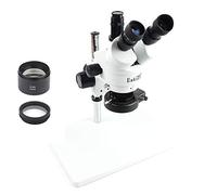 Trinocular Stereo Microscope 3.5X-90X Continuous Zoom + 0.5X/2X Auxiliary Objective Lens +56 LED Ring Lamp +Big Size Metal Stand (Color : Grey) (White)