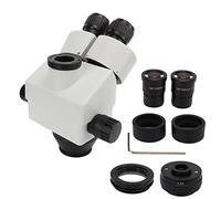 Trinocular Stereo Microscope Head High Resolution 3.5X 45X Zoom Microscope Head with 0.5X 1X Object Lens for Microscopic Experiment Metal Glass