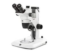 Trinocular Stereo Zoom Microscope NexiusZoom EVO, 0.65x to 5.5X Zoom Objective, Magnification 6.5X to 55x Rack Pinion Stand Incident and Transmitted 3W LED Illuminations, Globe Scientific | Euromex