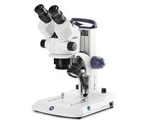 Trinocular Stereo Zoom Microscope Stereoblue, 0.7X to 4.5X Zoom Objective, Magnification from 7X to 45x, Ergonomically Stand with Incident and Transmitted Led Illumination, Globe Scientific | Euromex