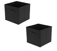 Trintion 2 Pcs Foldable Storage Boxes 27x27x28cm Folding Box Folding Collapsible Organiser For Home And Office(Black)