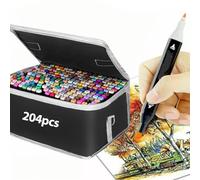 Trintion 204 Colors Alcohol Art Markers Twin Marker Pens Set Dual Tip Sketch Pens, Broad & Fine Point, Touch Graphic Markers for Coloring, Drawing, and Sketching (Black)