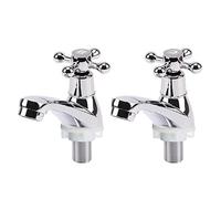 Trintion 2Pcs Victorian Cross Handle Hot & Cold Basin Taps Polished Chrome