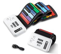 Trintion 49 Keys Keyboard Piano 75x16x1.97cm Roll Up Piano Keyboard Portable 8 Tones 6 Educational Demo Rechargeable Flexible Foldable Electronic Music Keyboard for Kids Adults
