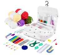 Trintion 61Pcs Crochet Hooks Set for Beginners Adults, Crochet Kit, Ergonomic Metal Crochet Hooks 2mm-6mm, Crochet Starter Kit with Wool and Needles (Color Random)