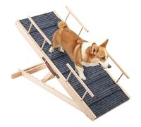 Trintion Adjustable Wooden Dog Ramp Height Adjustable 30-60 Cm Non-Slip Carpet & Foldable Design For Cars Beds Sofas Supports 100kg Dog Ramp Foldable Height Adjustable Pet Stairs Non-Slip Ramp