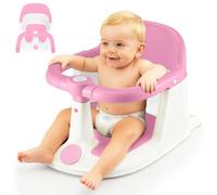Trintion Baby Bath Seat, Non-Slip Soft Toddler Bath Chair 6 Months Plus with Suction Cups, Ergonomic Baby Bath Support, Grey (Pink, Upgrade)